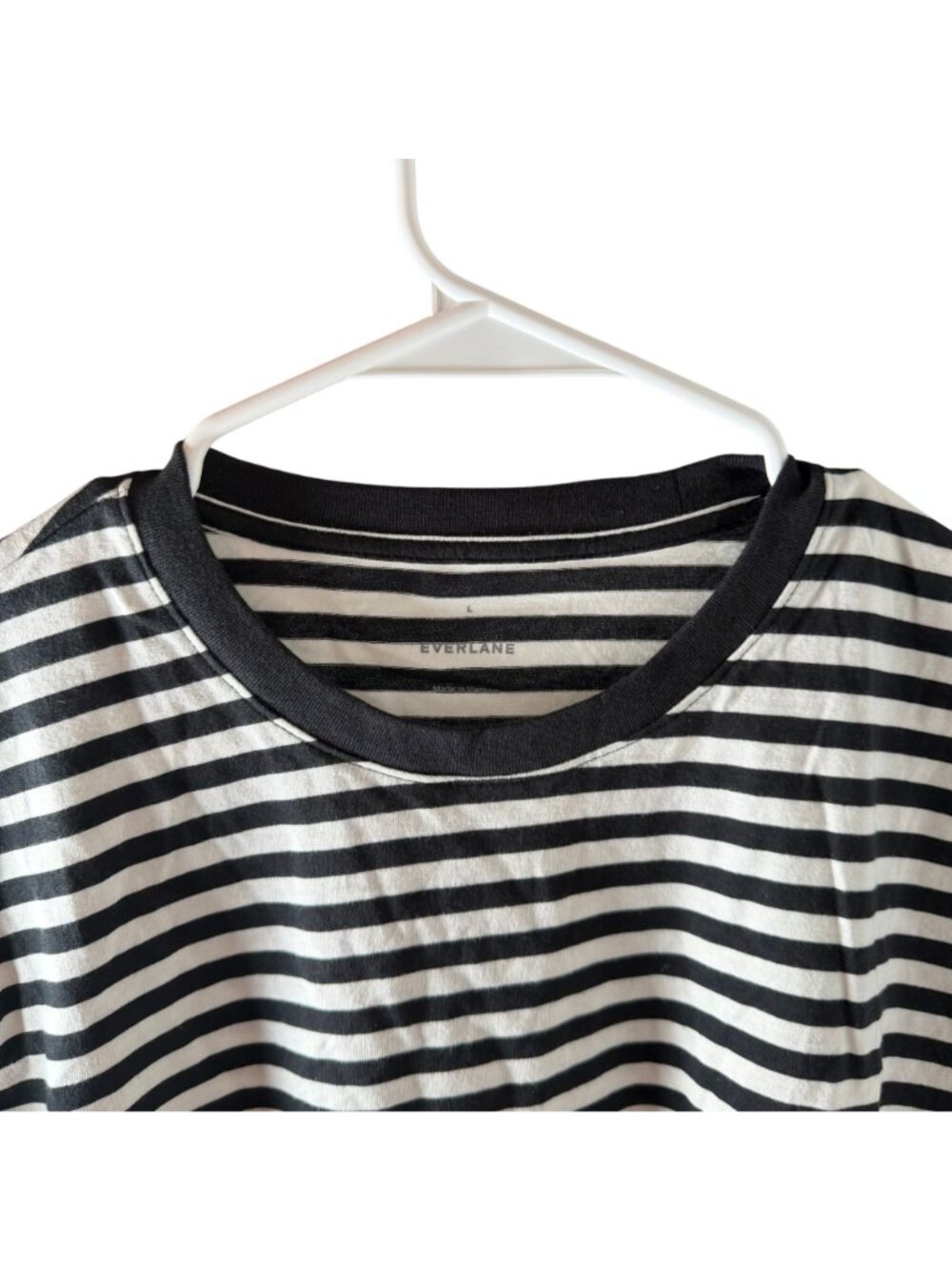 Everlane The Box-Cut Tee in Essential Cotton Black White Stripe Size L NWT - Picture 5 of 6